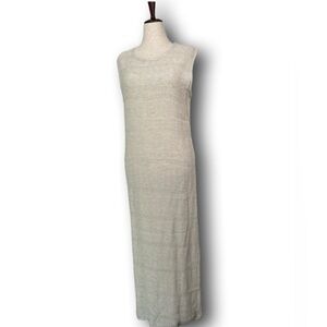 VTG Henry James Chic Beige Maxi Tall Dress Linen Blend